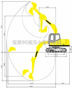 寶鼎液壓90履帶小型挖掘機產品參數圖