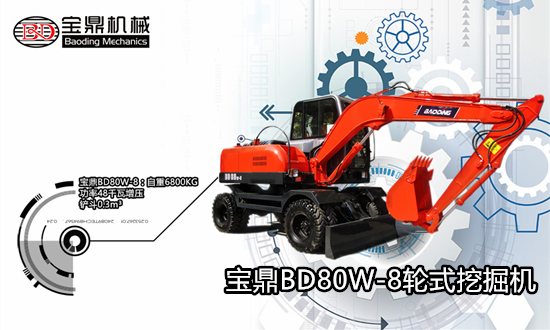 輪式挖掘機(jī)產(chǎn)品寶鼎BD80W-8小型輪挖