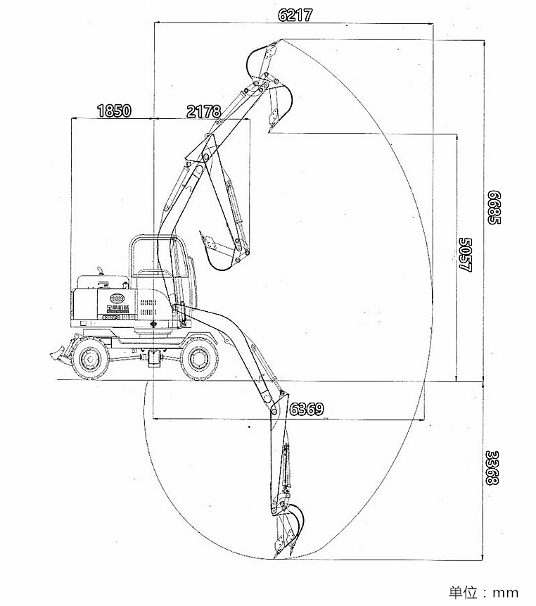 寶鼎80輪式挖掘機工作參數 寶鼎80輪式挖掘機工作參數