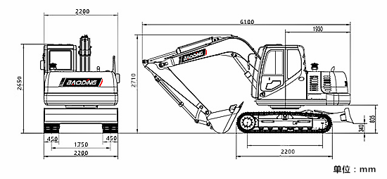 寶鼎BD80-8小型挖掘機尺寸參數 寶鼎BD80-8小型挖掘機尺寸參數
