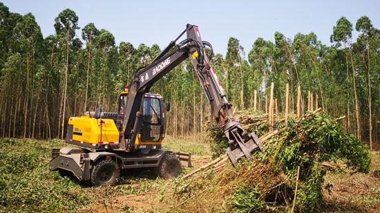 寶鼎95輪式抓木機做工現場 寶鼎95輪式抓木機做工現場