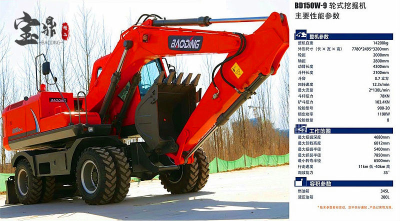 寶鼎150輪式挖掘機設備提升高耐用性駕駛舒適性升級-150輪挖
